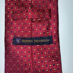 Henry Jacobson Red and Gold Geometric Men's Tie